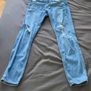 Baby Blue Hollister Ripped Jeans W 29 L 30